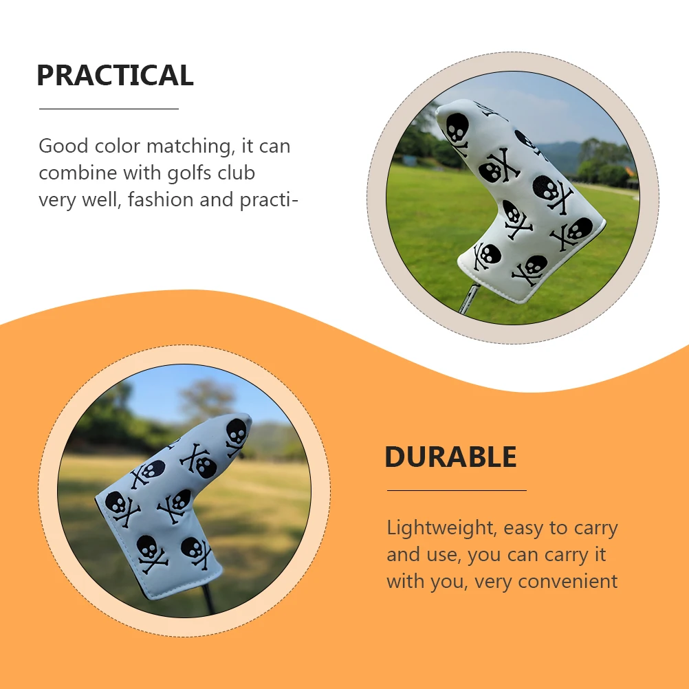 

1pc Putter Head Cover Pu Waterproof Durable Protective Cover For Golf Club Shockproof Vibration Reduction Fashion Skull