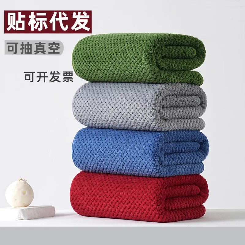 Coral Fleece Waffle Towel Thick Absorbent Quick Dry Soft Shower Beach Large Towel Lightweight Cover Blanke Bathroom Supplies