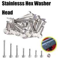10/20/50pcs Stainlesss Hex Washer Head 4.8mm Self Drilling Screws  Stainlesss Steel Self Tapping TEK Screws