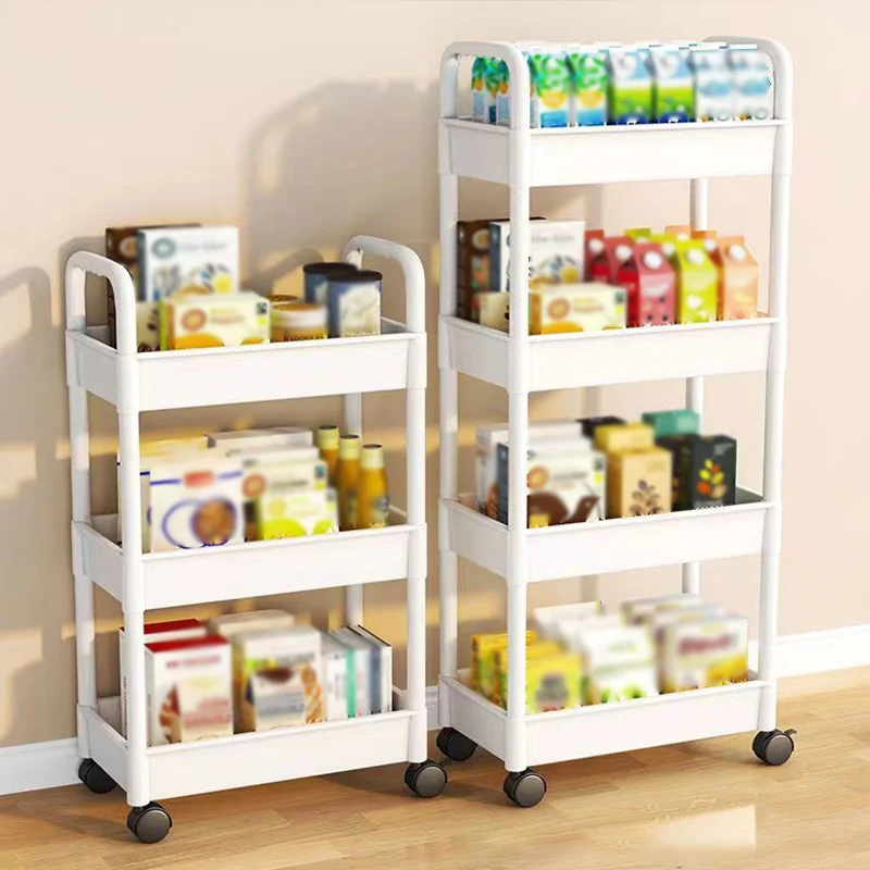 Household Multi-layer Small Cart Storage Floor Standing Kitchen Bedroom Bathroom Storage Rack Snack Storage Rack Mobile Wheeled