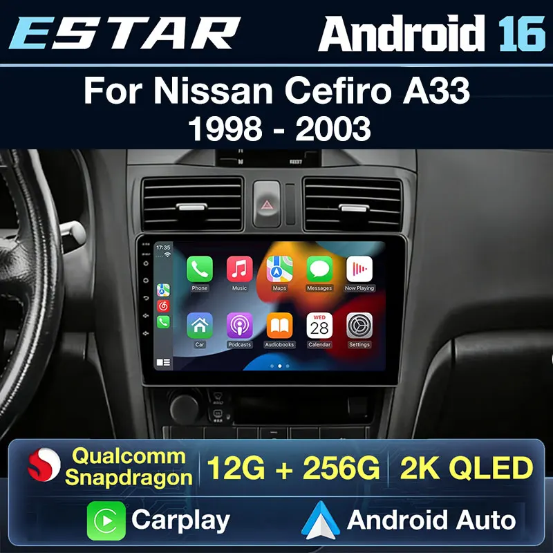 Android 16 Car Radio for Nissan Cefiro A33 1998 - 2003 GPS Navigation Touch QLED Screen Multimedia Auto Video Player 4G WIFI DSP