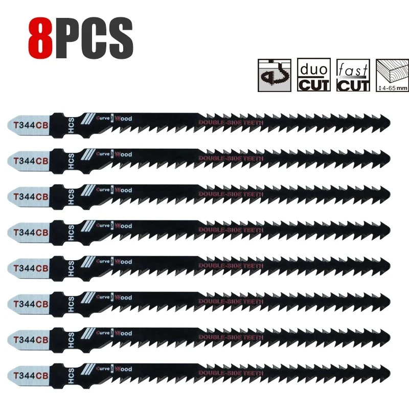 Image of Doppelseitige Sägeblätter 4/8er-Pack T344Cb für Effizientes Kurvenschneiden, Holz- und Kunststoff-Säbelsägeblätter-Set für Heimwerker & Schreiner