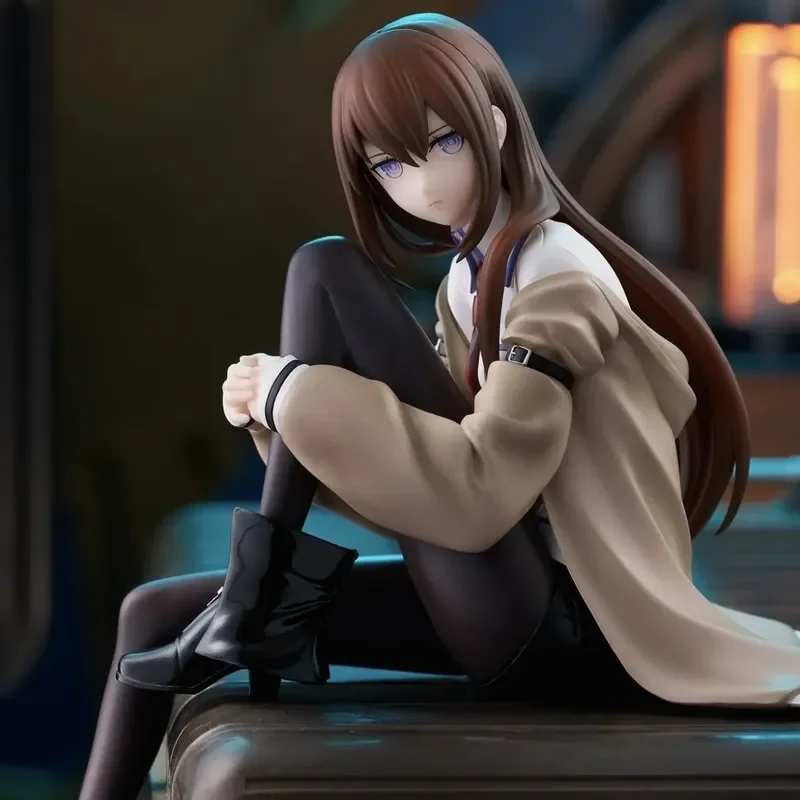 Nova Figura de Anime de 15cm Steins Gate Kurisu Makise, Modelo Colecionável em PVC, Ornamento de Mesa para Colecionadores de Anime Adultos