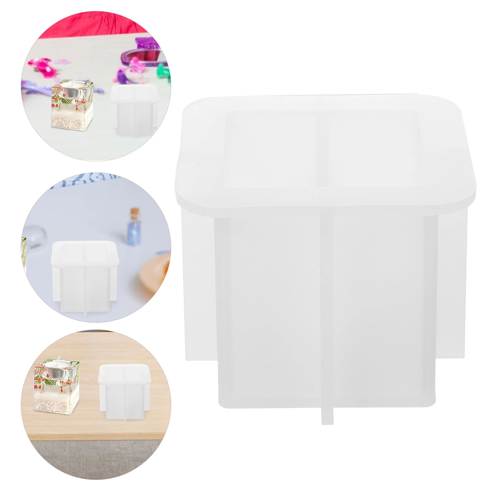 

Cubic Shaped C Holder Mold Rectangle Silicone DIY Casting Small Decorative Molds Craft Projects