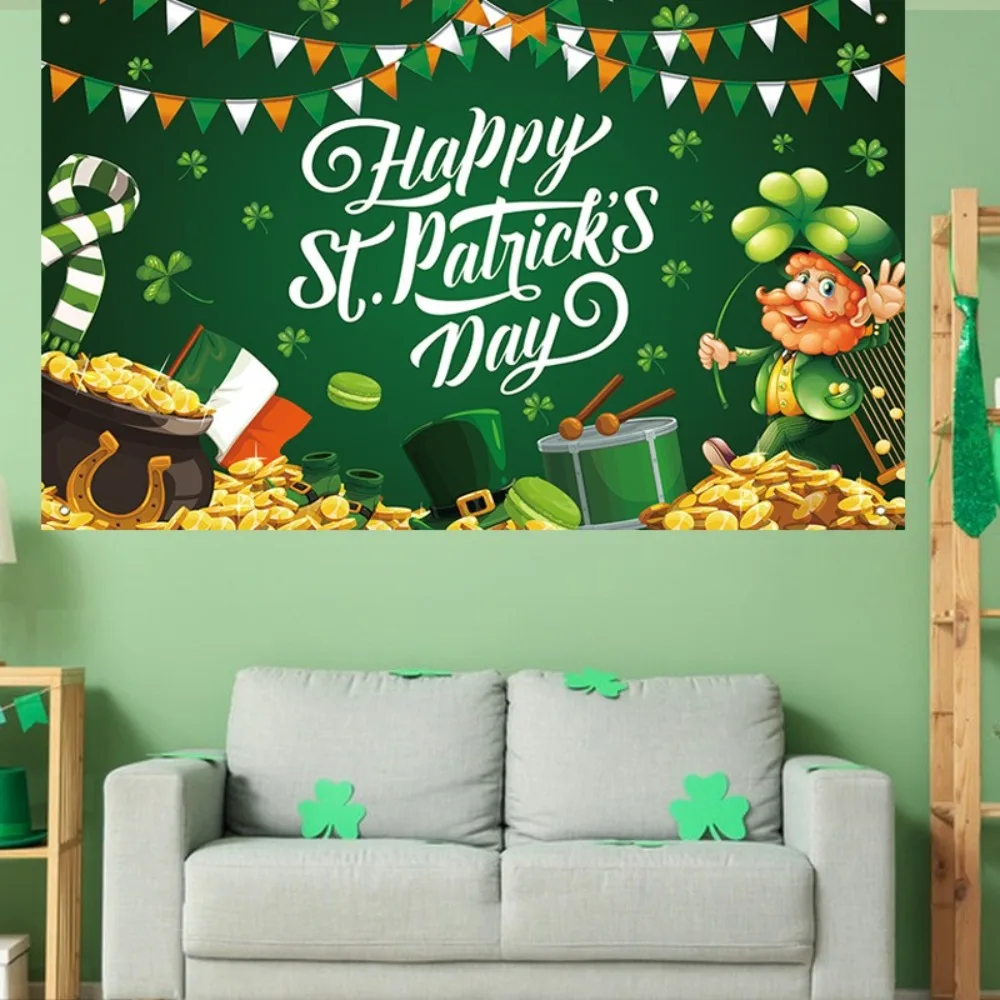 Green St. Patrick's Day Photography Backdrop Polyester Celebrate Happy St. Patrick’s Day Background Festive