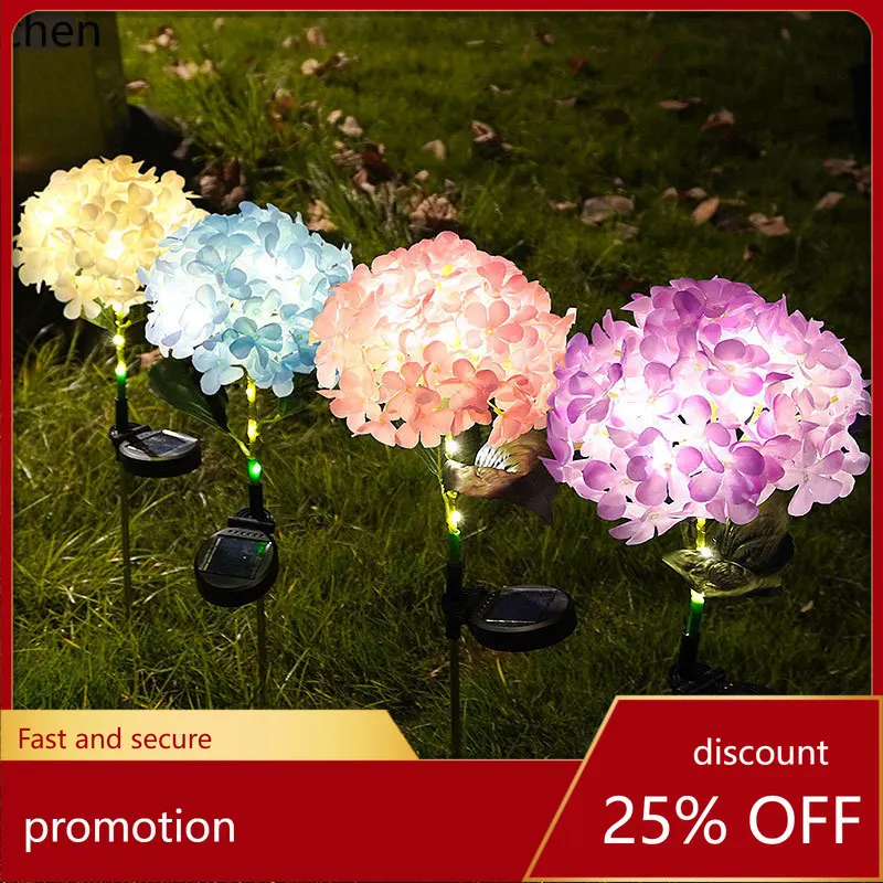 

Zml solar artificial hydrangea garden stake - outdoor garden decoration, lawn ornament, and lighting
