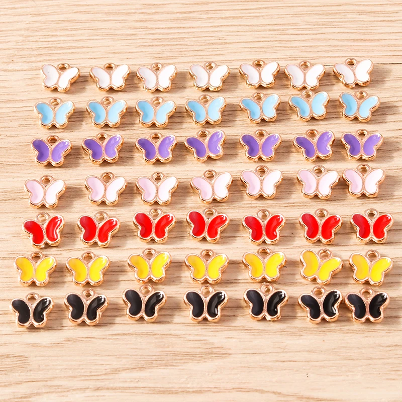 

Tusember 30Pcs/lot Enamel Mini Cute Butterfly Charms for Drop Earring Bracelet Animal Charms DIY Jewelry Making Accessories