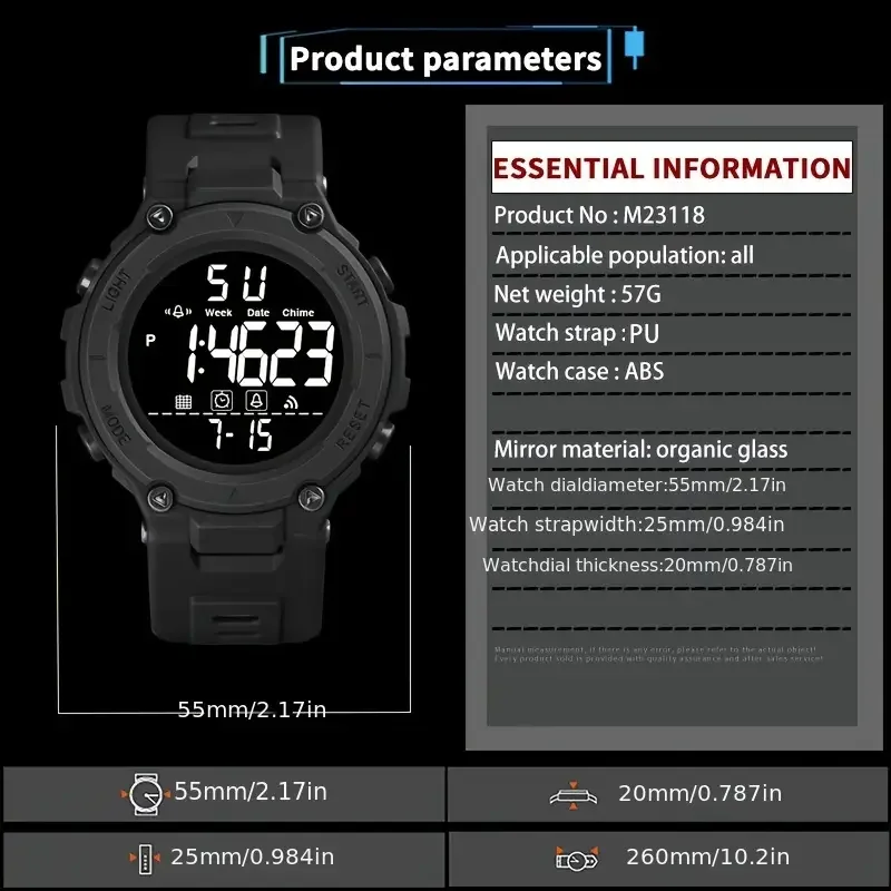 Workwear style unisex multifunctional watch with coating texture and cool case, the first choice for young people