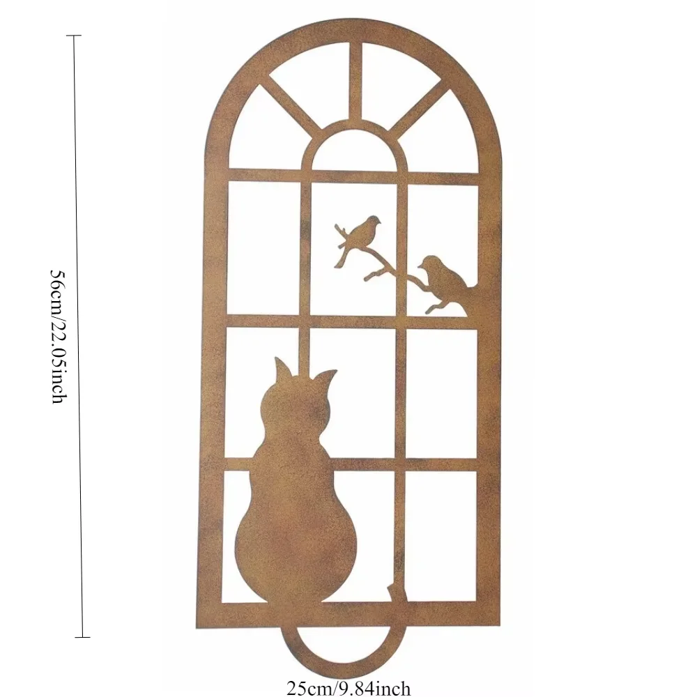 Iron Antique-style Kitten Window Ornaments Perfect for Adding a Whimsical Touch to Your Garden with Vintage and Rustic Appeal