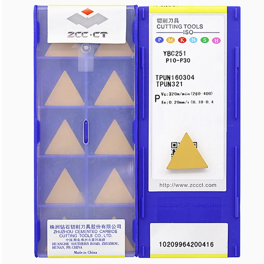 

TPUN160304 YBC251/TPUN160304 YBM251/TPUN160304 YBD151/TPUN160304 YC30S ZCC.CT Твердосплавные вставки с ЧПУ, фрезерные инструменты, 10 шт./кор.