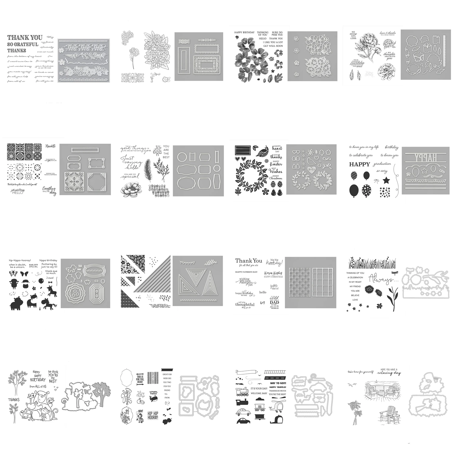 Clearance Sale Holiday Christmas Birthday Ballon Blossom Cutting Die Clear Stamps Scrapbooking for Paper Making Frame Card Craft