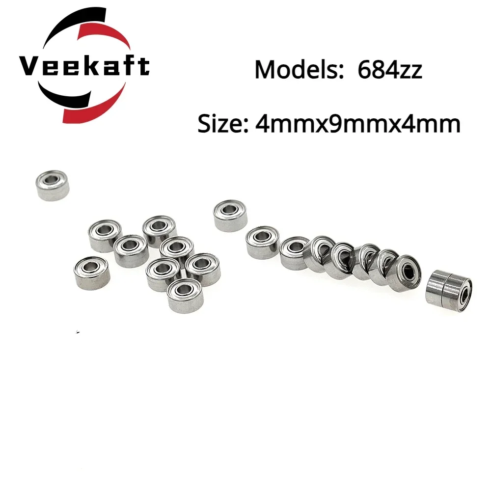 Veekaft High Precision Miniature Bearing Small Miniature Bearing  684zz 10pcs Size: 4mmx9mmx4mm