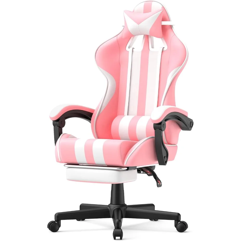 

Pink Gaming Chairs with Footrest,Computer Game Chair,Massage Gaming Chairs,Christmas,Xmas Gift,PC Gaming Chairs for Adults Teen