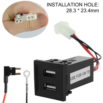 Duální USB nabíječka do auta pro Transporter T5 2003-2009, profesionální nabíječka do auta, napájecí adaptér 5V 3A pro auto 10 nejlepší prodej USB zásuvka pro VW T5 Multivan - №10