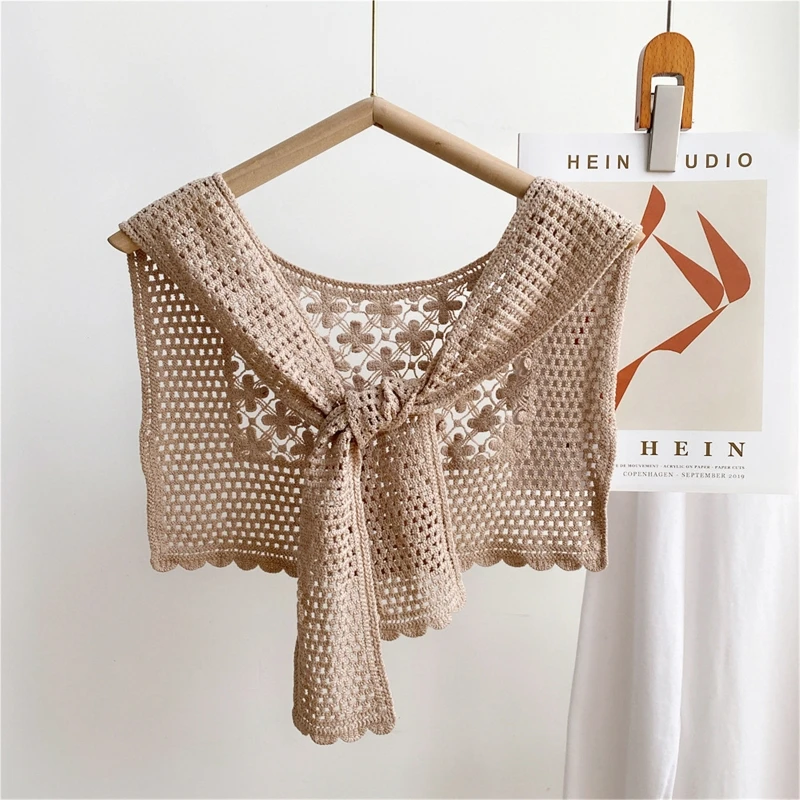 Cotton Shoulder Wrap Crochet Shawl Shrug Scarf Triangular Shawl Scarf Echarpe Scarves Women Ponchos Capes D5QB