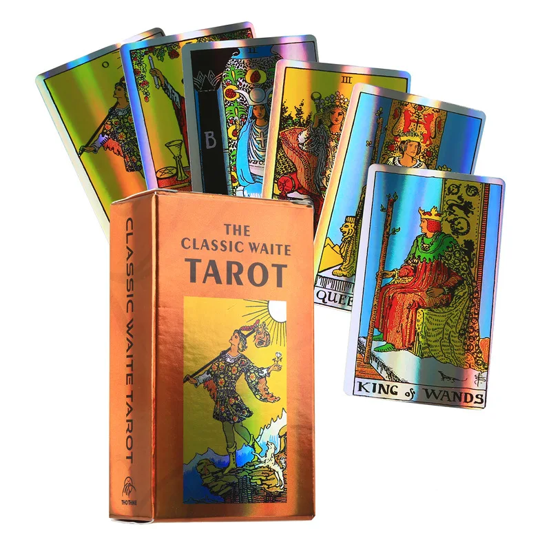 Holographic Rider Waite Tarot Cards Laser Thin Film Divination Fate Forecasting Prophecy Witch Card Games Toys Fortune Teller