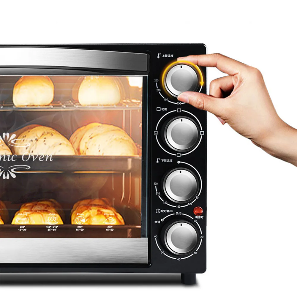 40L เตาอบไฟฟ้าในครัวเรือนพิซซ่า Forno Eletrico ความจุขนาดใหญ่เค้กเบเกอรี่เตาอบเตาอบไก่อเนกประสงค์