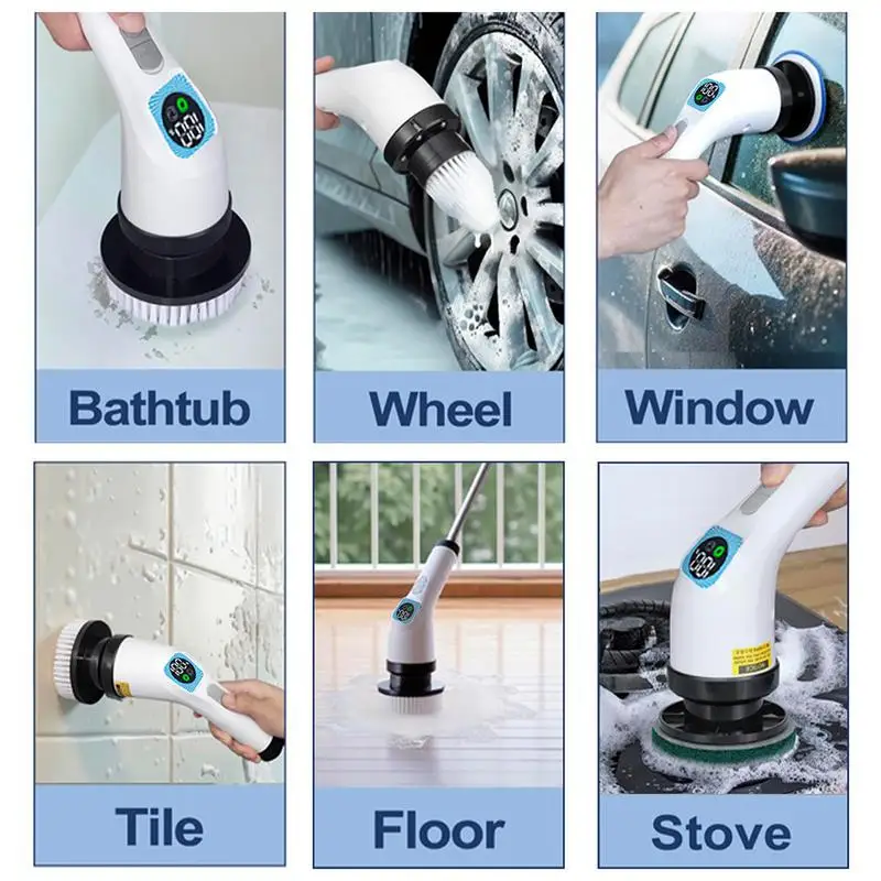 Cordless Electric Cleaning Brush, Spin Scrubber, 4 Replaceable Brush Headsand, Full Body IPX7 Waterproof
