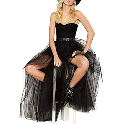 Women's Elastic Waist Tulle Skirt High Low Sexy Mesh Skirt Wedding Banquet Festival Party Skirt Cosplay Half Slip Petticoat