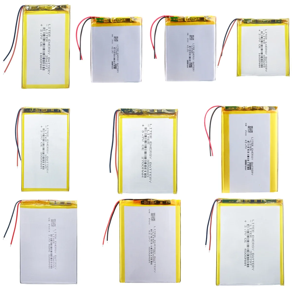 Custom 3.7V 350824 Lithium Polymer Ion Rechargeable Battery 100mah 400mah 600mah 800mah 3000mah Factory Product