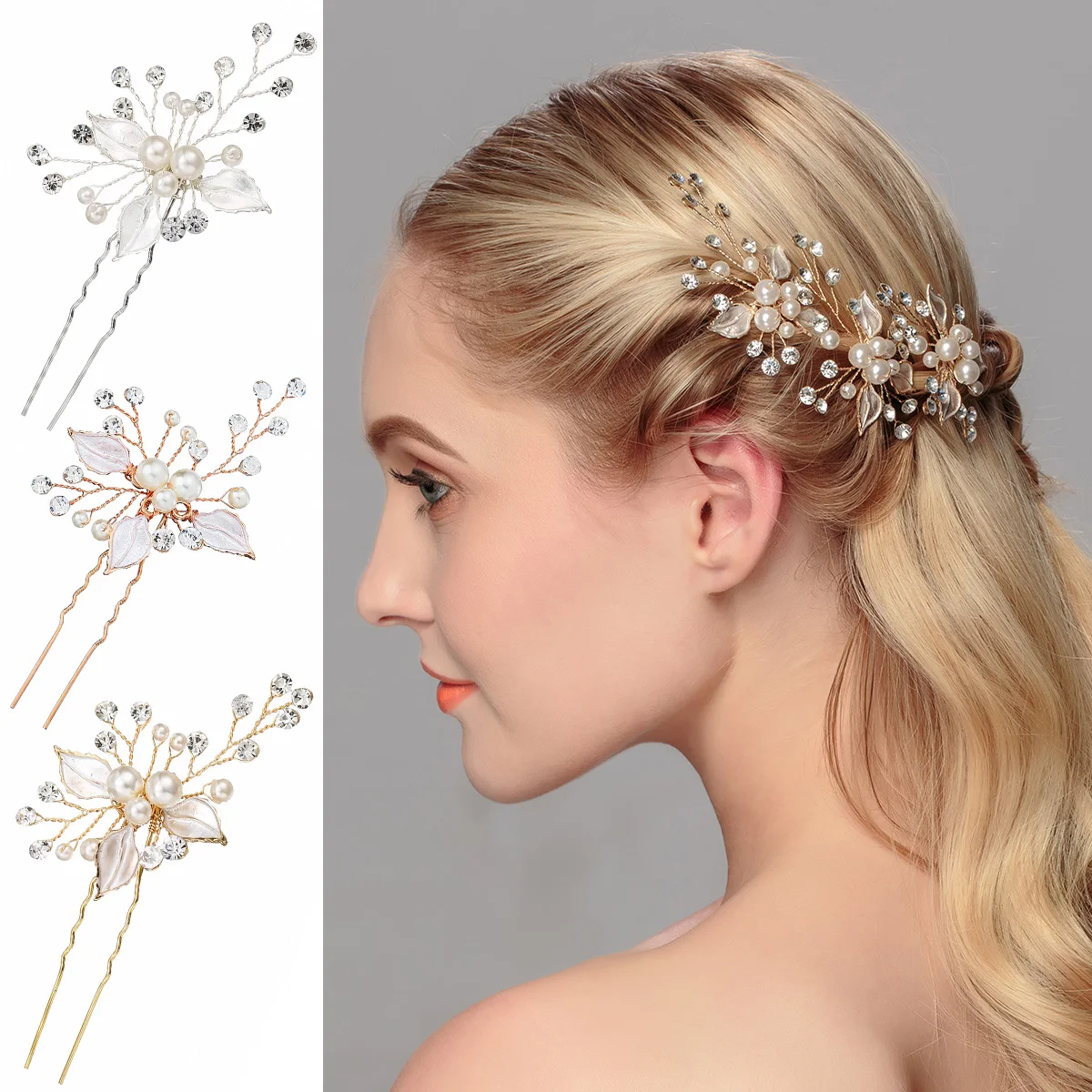 Fashion Bridal Wedding Pearl Beaded Handmade Hairpin Luxury Europe and the United States Hairpin Hair Accessories For Women