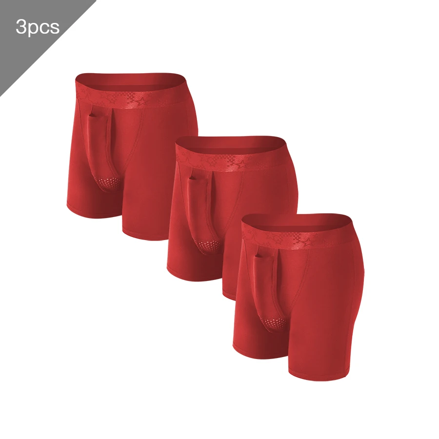

3pcThree pairs of men's gun and bullet separation underpants, men's pockets, flat slits, and men's extended anti-friction