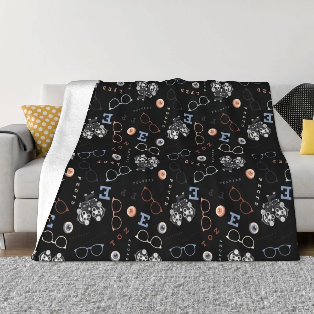 Optometry Blanket Soft Fleece Autumn Warm Flannel Glasses Eye Snellen Chart Throw Blankets for Sofa Car Bedroom Quilt