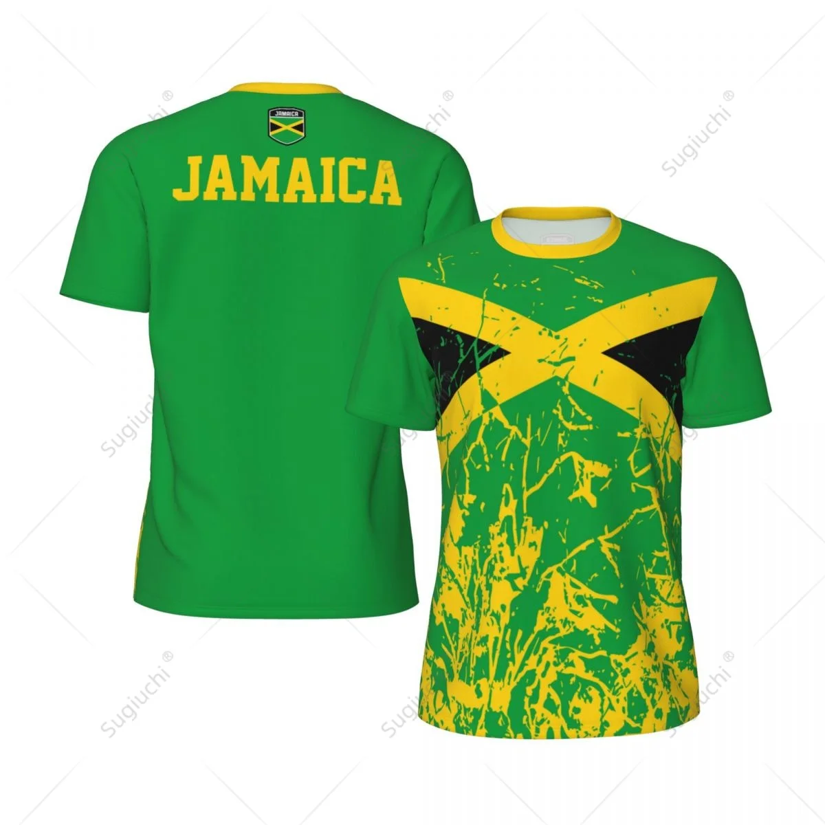 Exclusive design Jamaica Flag Grain 3D Printed Men For Running Bike Soccer Tennis Fitness Sports tshirt Mesh Fans Short T-shirt