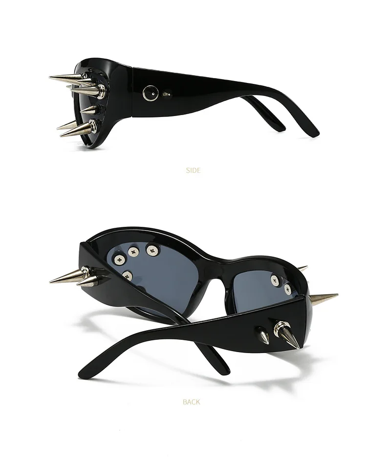 Cyberpunk DIY Unisex Übertriebene Sonnenbrille Niete Motorrad Stil Hip Hop Streetwear Brille Handgemachte Optische Brillen – Detail 15