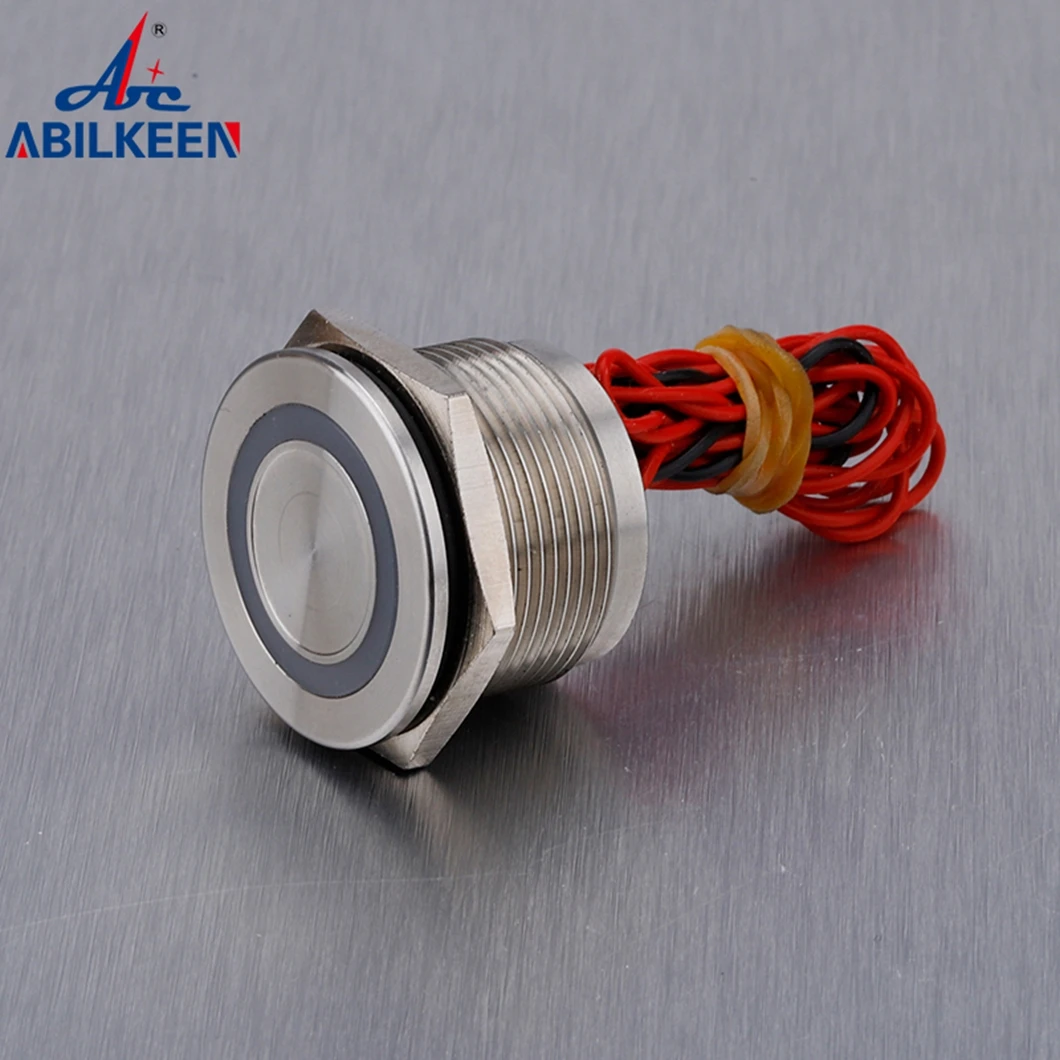 2A 1NO Piezo Electric Switch 22MM Flat Head 3-24V LED Ring Light Momentary/Latching Touch Pressure Sensitive Switch IP68