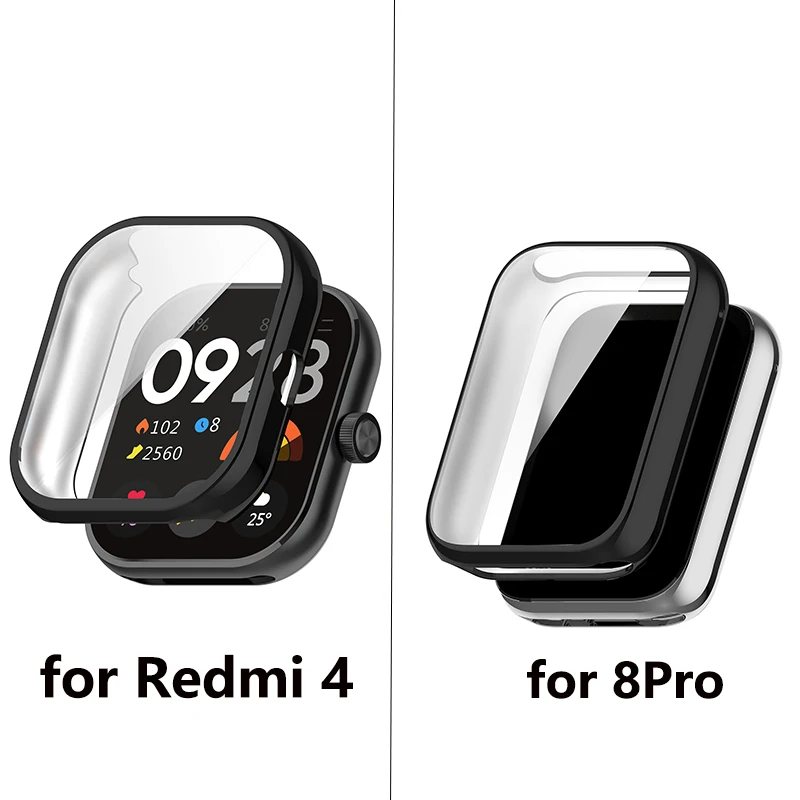 Soft Full Case+Tempered Glass For Redmi Watch 4 Protective Cases Screen Protector + Cover on Red mi Watch4 for Xiaomi 8 Pro Case