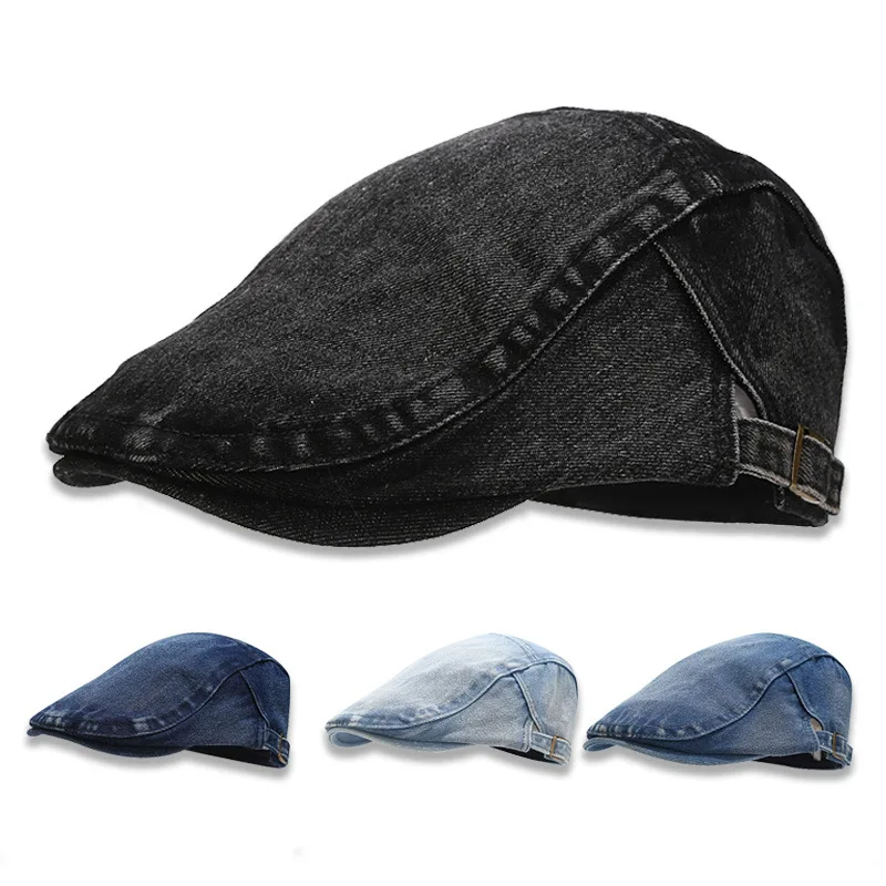 Men's Women's Denim Cotton Newsboy Cap Ivy Gatsby Driving Hunting Cabbie Hats