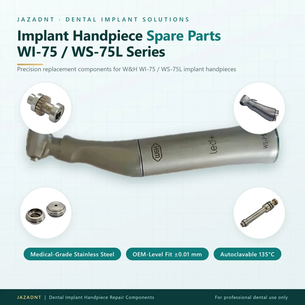 Dental Implant Handpiece Spare Parts for W*H WS-75L WI-75 Gear Cartridge Drive Shaft Contra Angle Head Stainless Steel Repair