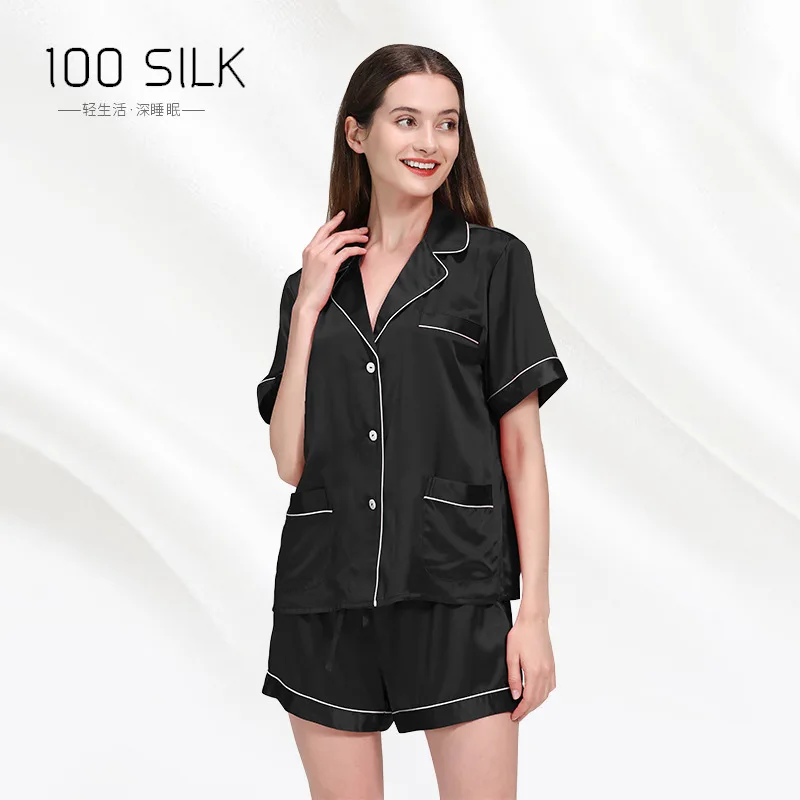 

Новая тяжелая шелковая пижама 19Momme, женский короткий летний костюм 100, домашняя одежда