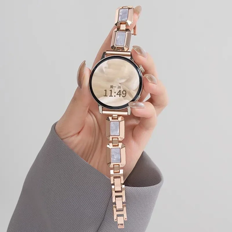 20mm Resin Metal Chain Links Watch Bandfor Samsung Galaxy Watch 7 6 5 4 44mm 40mm 5pro 45mm Wristband For For Huawei correa