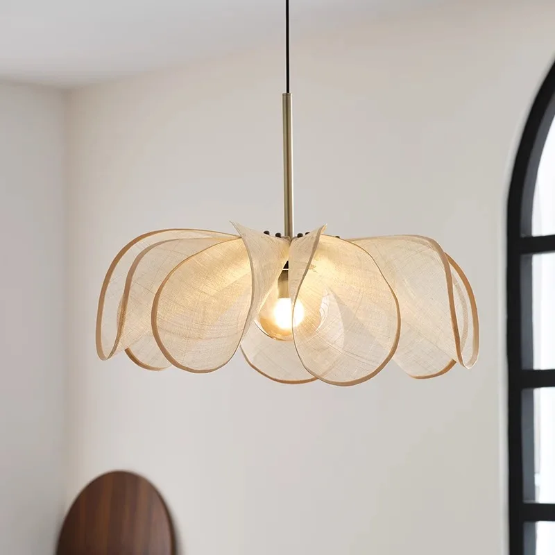 Wabi Sabi Vintage Fabric LED Ceiling Hanging luminous Pendant Light,Living Room Lamp,Restaurant