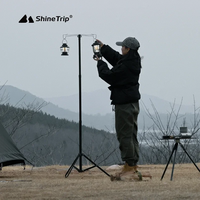 

Aluminium Alloy Outdoor Camping Tripod Lamp Pole Foldable Lantern Holder Hiking Fishing Barbecue Light Bracket Fixing Stand