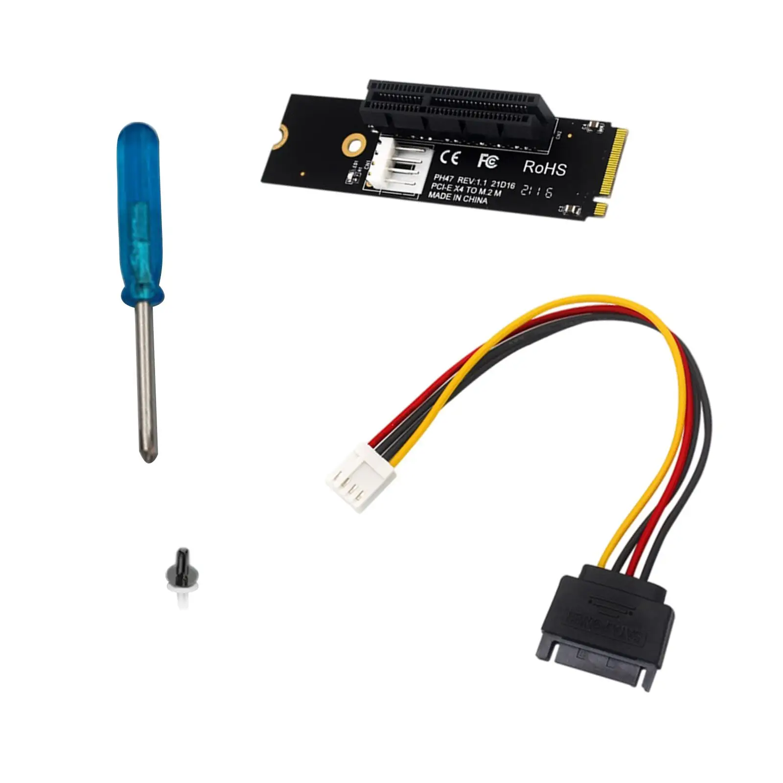 

NGFF to PCI-E Slot Riser Card Expansion Kit with Power Socket 4-Layer Circuit Board for Desktops
