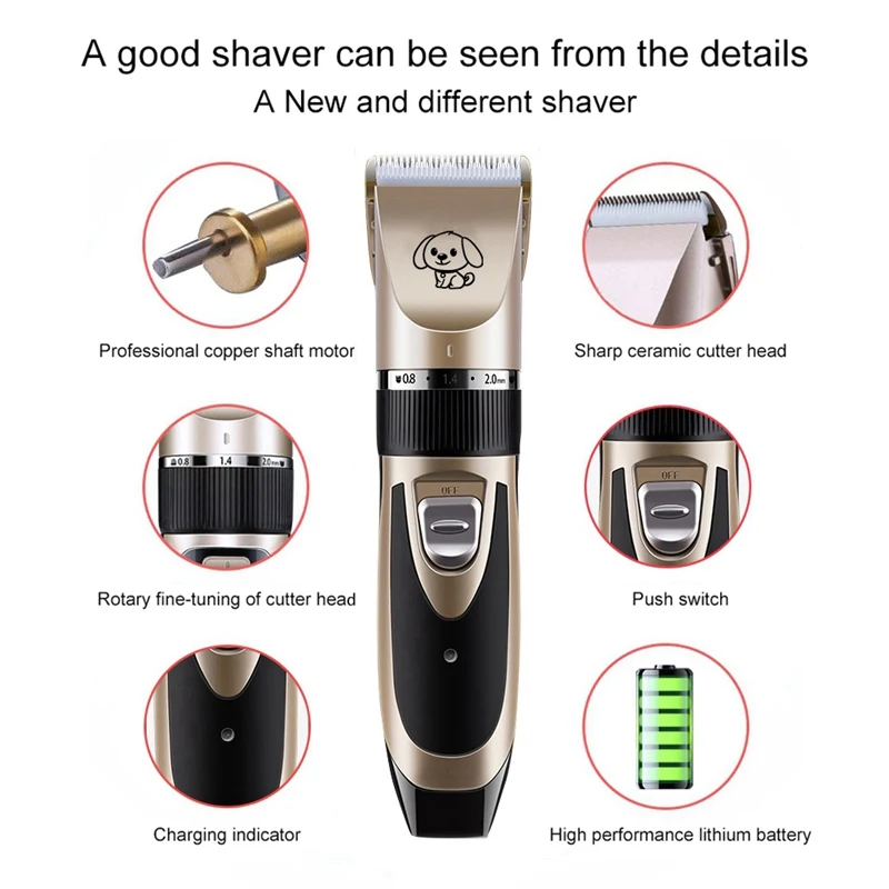 Imagem -03 - Recarregável Low Noise Dog Grooming Kit Cordless Pet Hair Clipper Trimmer Shaver para Pequenos e Grandes Cães e Gatos