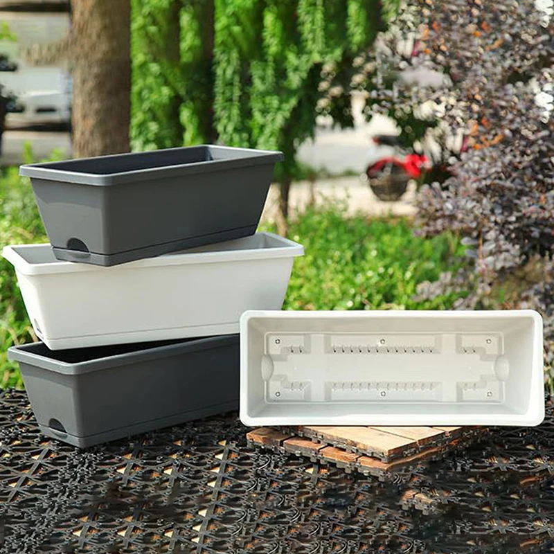 

Classic Style Rectangular Resin Planter Flowers Home Gardening Pot Planting Bonsai Pots Large Container Plastic Flowerpot