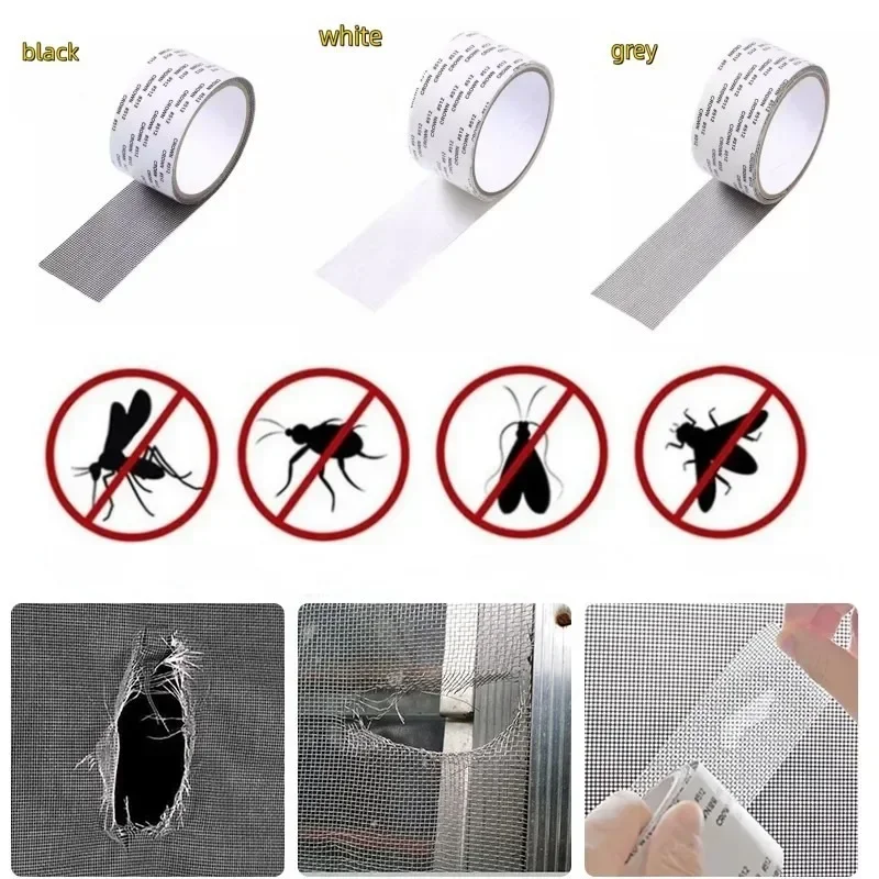 Self-Adhesive Mesh Patch Stickers for Window and Door Screen, Stone Surface Compatible, Non-Waterproof Anti-Mosquito Fiber Glass