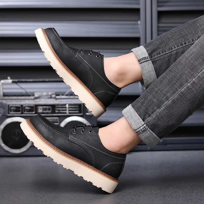 Casual High Quality Men's Shoes lace up Leather Casual Shoe outdoor Comfortable Lined Fashion Shoes Men's Shoes