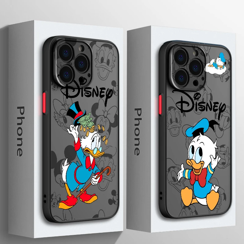 Disney Donald Duck Baby For Apple iPhone 15 14 13 12 11 Mini XS XR X Pro MAX 8 7 6 Plus SE 2020 Frosted Translucent Phone Case