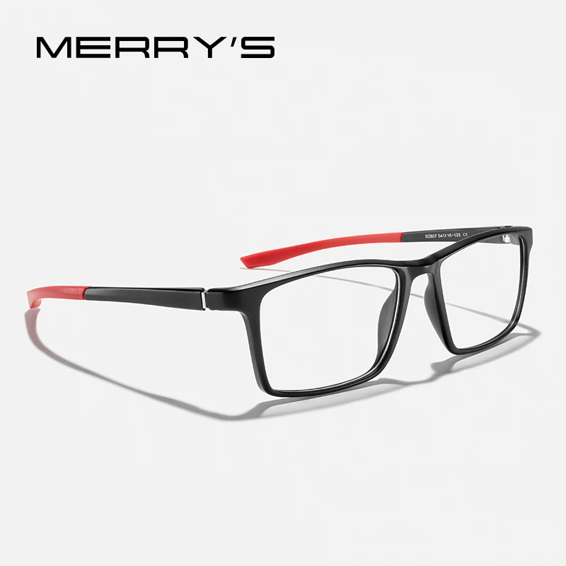 MERRYS DESIGN Men Sport Glasses Frames TR90 Frame Aluminum Temple With Silicone Legs Myopia Prescription Eyeglasses S2807