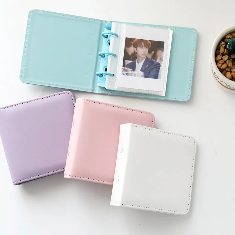 40 Pockets PU Leather A8 Binder Photocards Album Pure Color Album for Mini Instax & Name Card 7s 8 25 50s Album de Photos