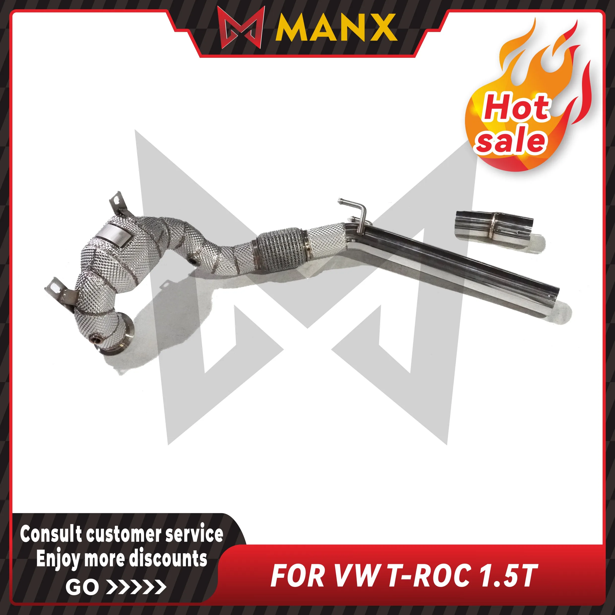 MANX Car Exhaust system for VW T-ROC 1.5T Catalyzed Downpipe Catless Downpipe Stainless steels Performance exhaust pipe