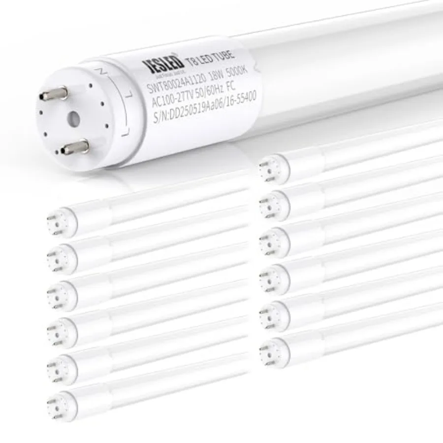 

4Feet T8 LED Bulbs, 18W 2400LM 5000K Daylight, Hybrid Type A+B Plug and Play or Ballast Bypass, T10 T12 Fluorescent Bulbs Repla