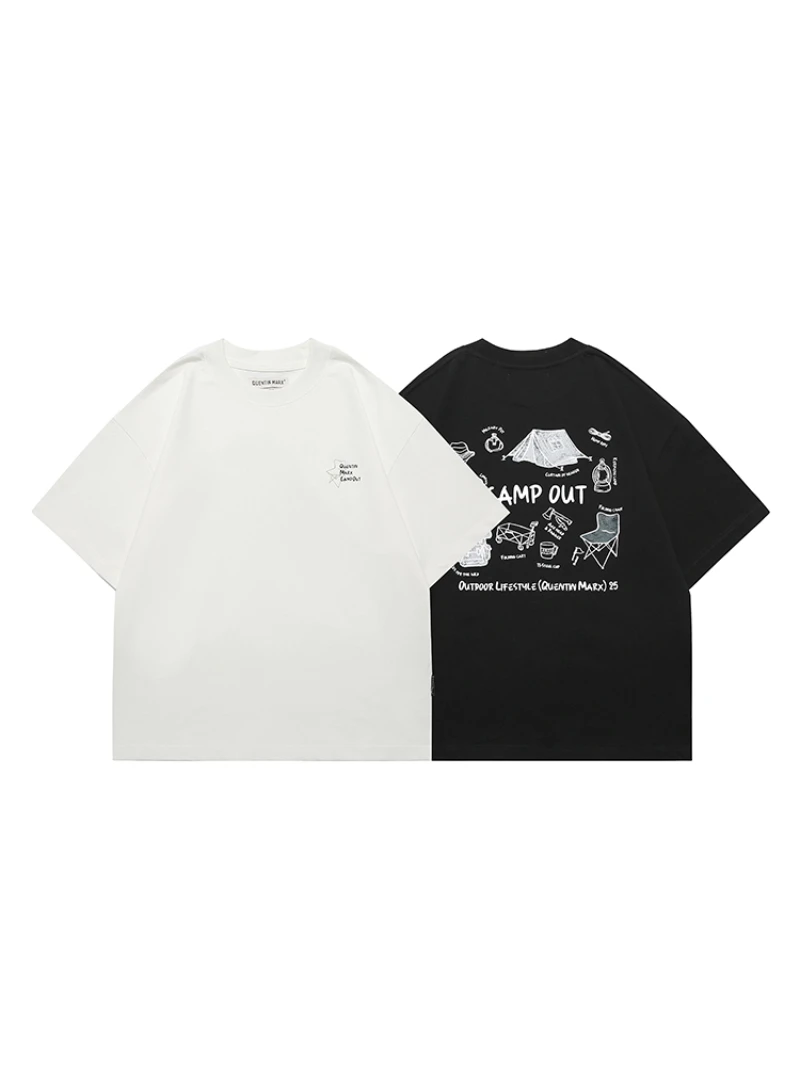 

2025 Summer Hot Sale Outdoor Camping Fashion Trend Unisex Pure Cotton High Quality College Style Harajuku Korean Style