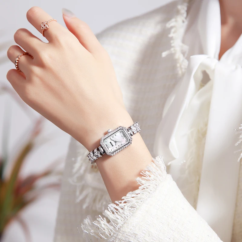 DOM 1541 модные роскошные Брендовые женские часы, водонепроницаемые кварцевые часы с бриллиантами, оригинальные женские часы, Серебристые часы со стальным ремешком