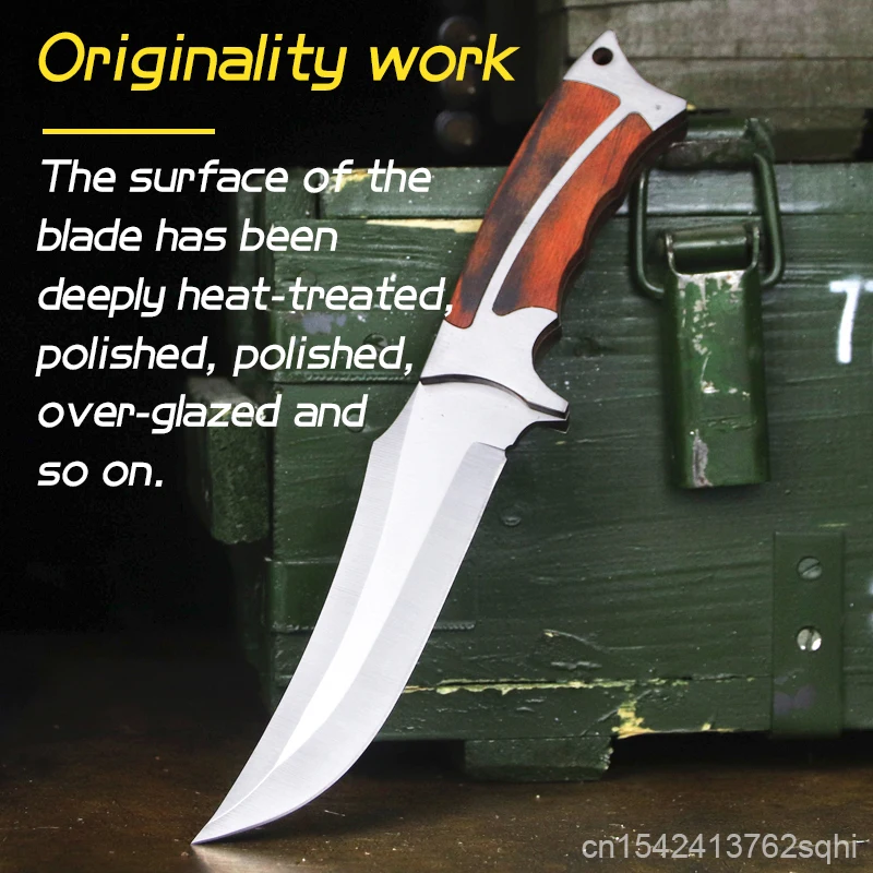 Multi-function 7CR17MOV outdoor straight knife high hardness camping hunting knife jungle adventure self-defense knife